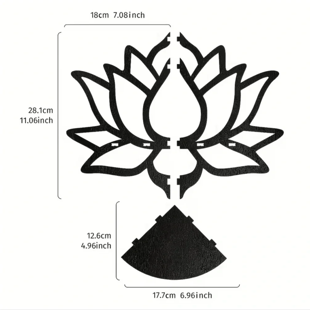 Black Lotus Flower Wall Candle Holder Metal Corner